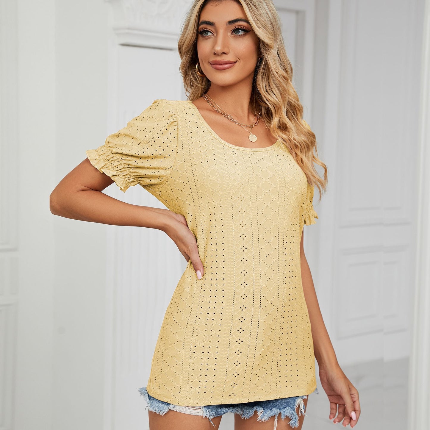Women's shirt with hole pattern and relaxed fit Chic und Stil