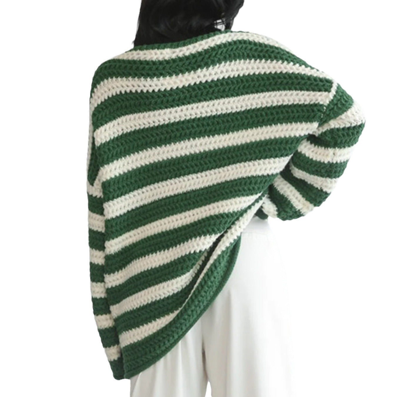 Pull en maille épaisse pour femmes avec un motif rayé à la mode et une coupe décontractée Chic und Stil