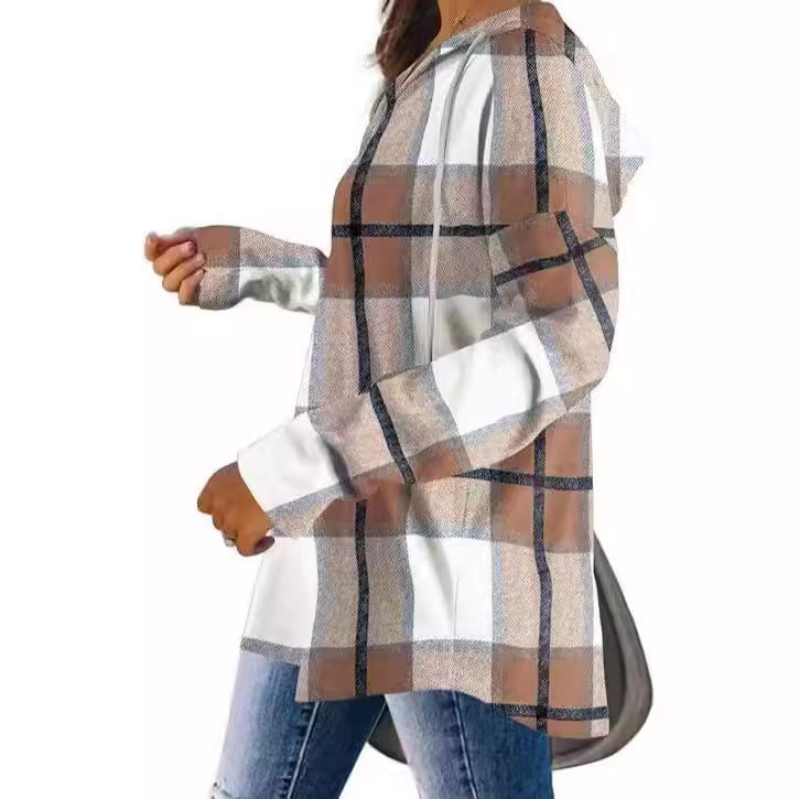 Chemise à carreaux décontractée pour femmes avec capuche Chic und Stil