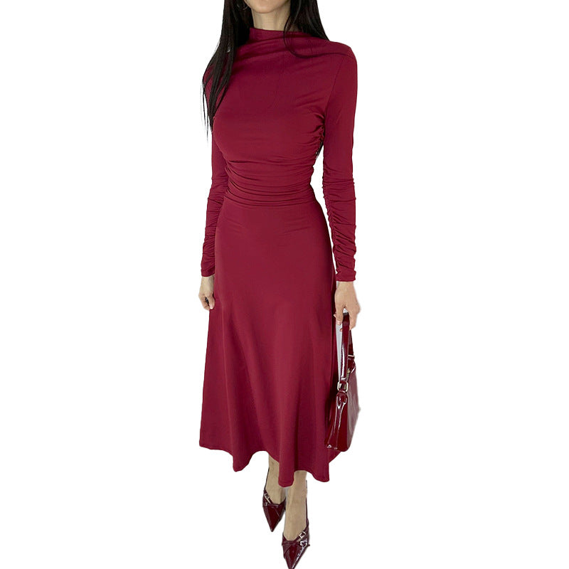 Robe maxi élégante à manches longues pour femmes avec haut froncé Chic und Stil