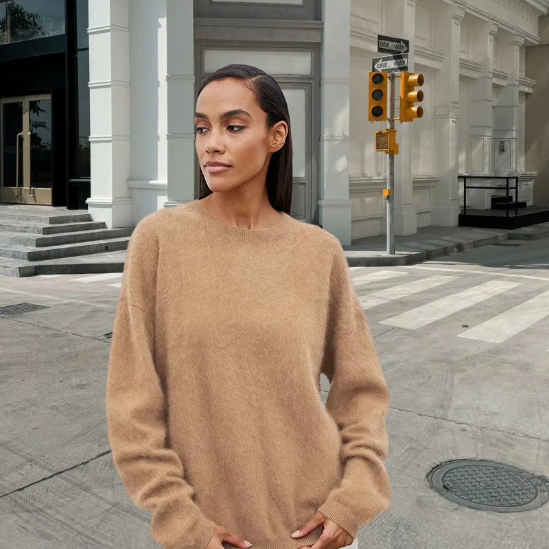 Dames pull en tricot doux avec un élégant col rond et une coupe décontractée Chic und Stil