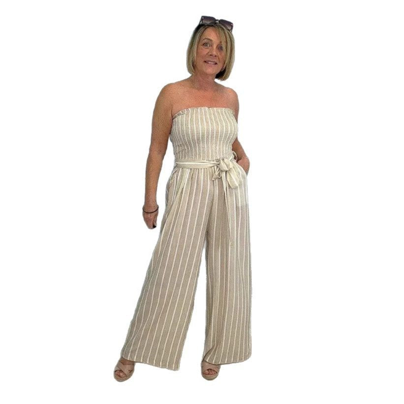Combinaison bandeau pour femmes avec jambes larges et ceinture à nouer Chic und Stil