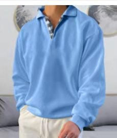 Chemise polo à manches longues pour hommes avec un élégant col en V et de stylieuses détails contrastés Chic und Stil