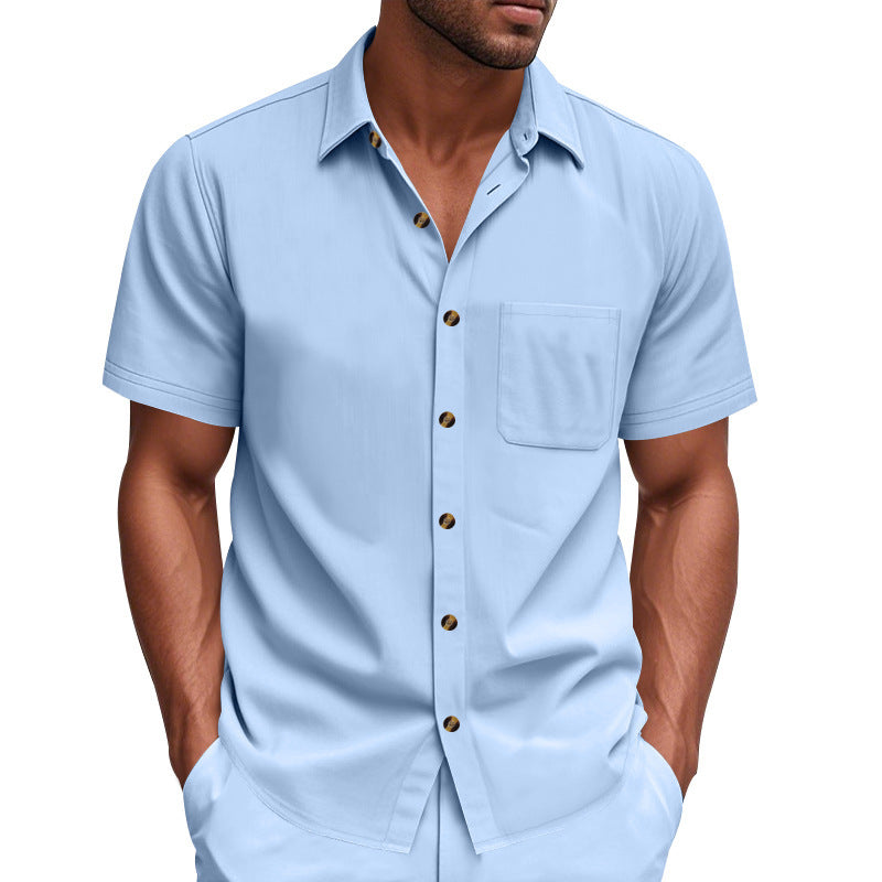 Chemise à manches courtes pour homme avec poche poitrine et détails de boutons à la mode Chic und Stil