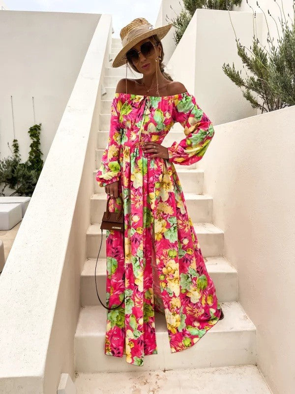 Chic and stylish off shoulder floral maxi dress for women