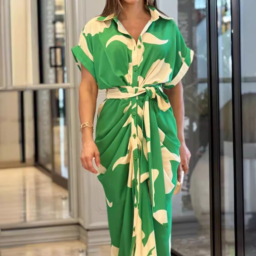 Robe maxi à enroulement et bouton Chic und Stil pour femmes