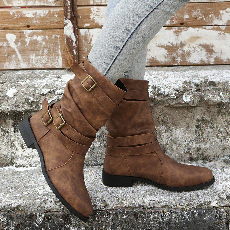 Bottes robustes pour femmes avec boucles tendance et design décontracté Chic und Stil