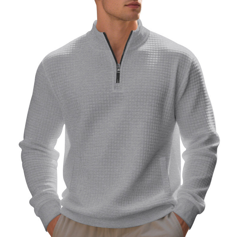 Sporty pullover for men with zipper and textured surface Chic and Style