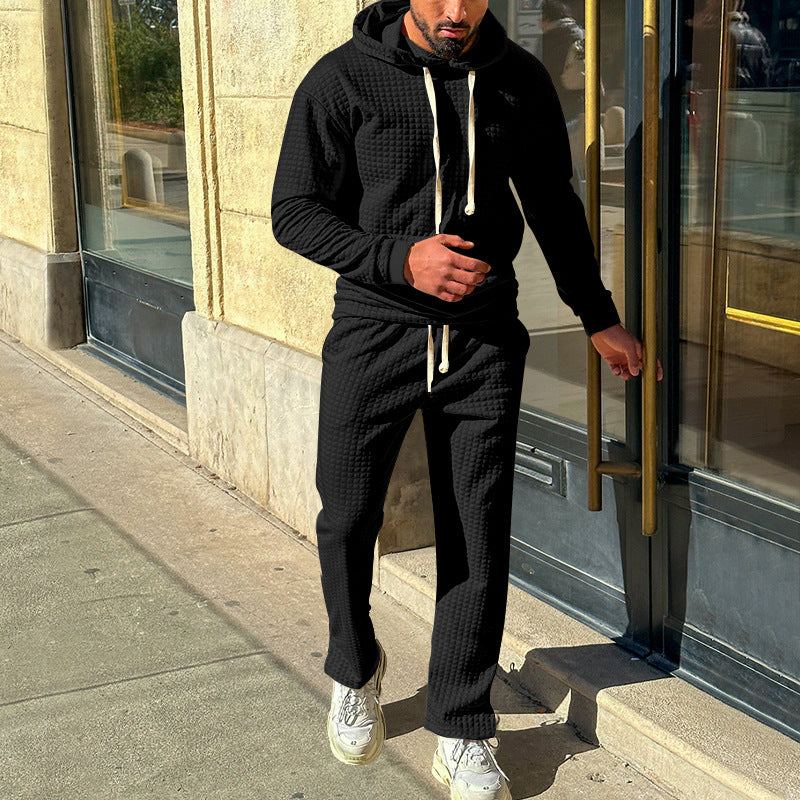 Hommes Ensemble de sports en polaire avec design structurel moderne et capuche pratique Chic und Stil