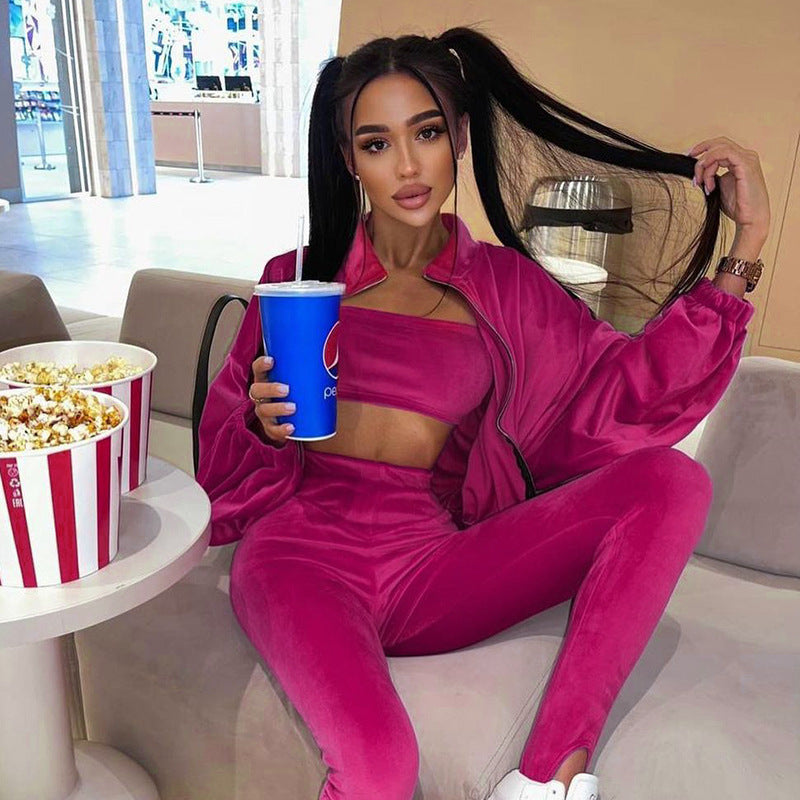 Vêtements de sport pour femmes avec col montant et taille élastique Chic und Stil