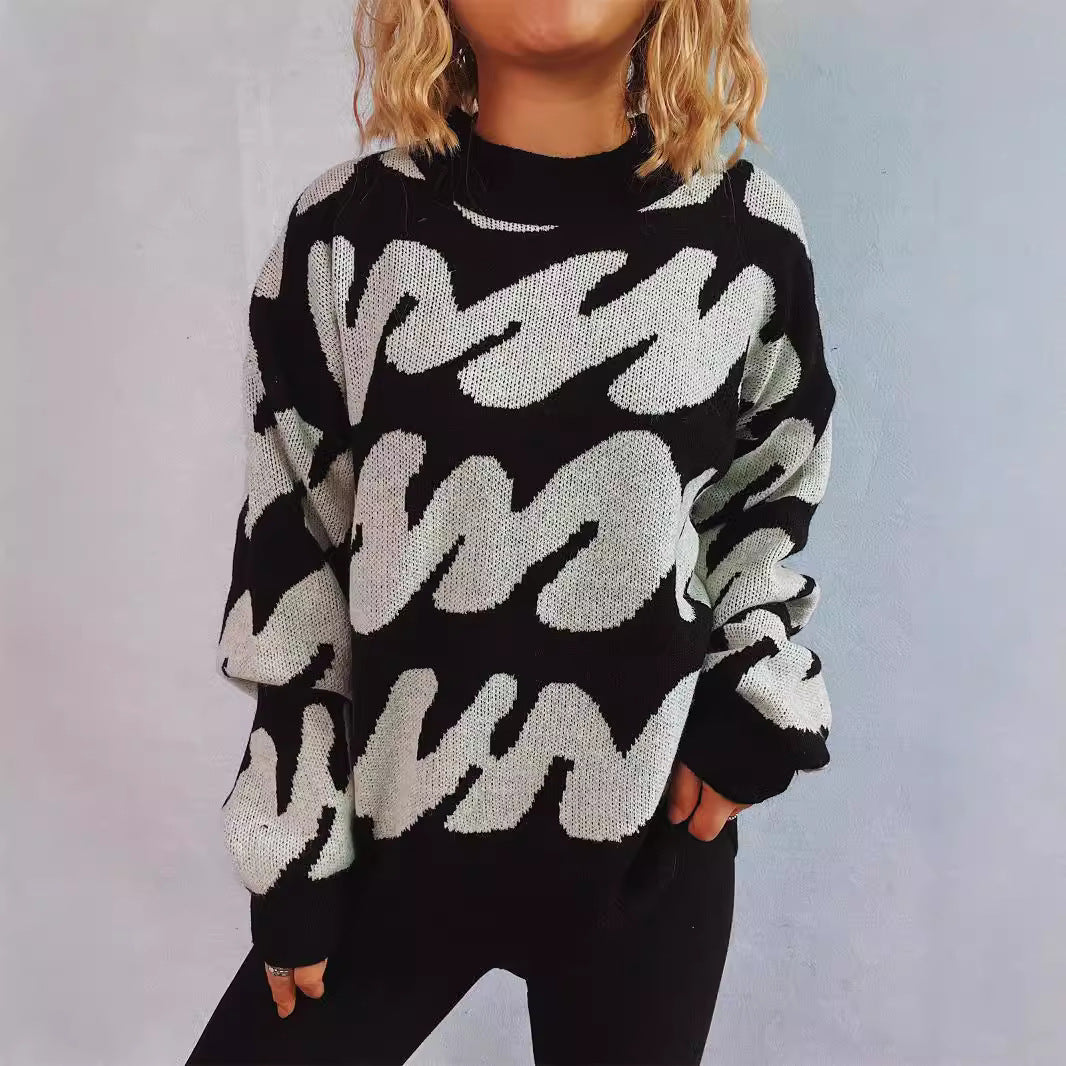 Pull décontracté pour femmes avec un design moderne de blocs de couleurs et des manches volumineuses Chic und Stil