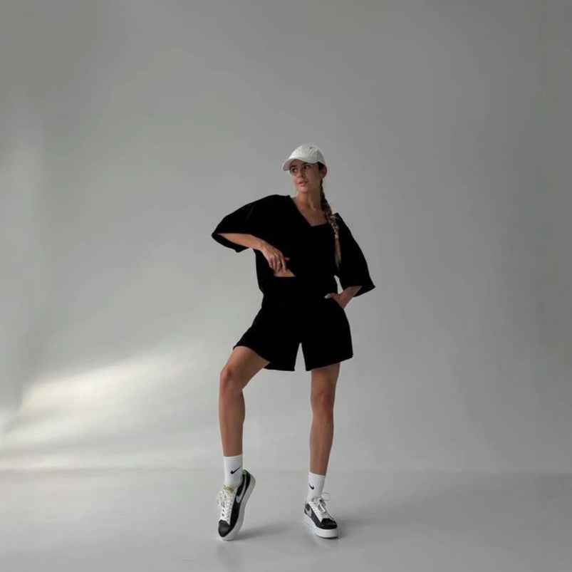 Ensemble haut décontracté et shorts pour femmes avec coupe surdimensionnée et séchage rapide Chic und Stil