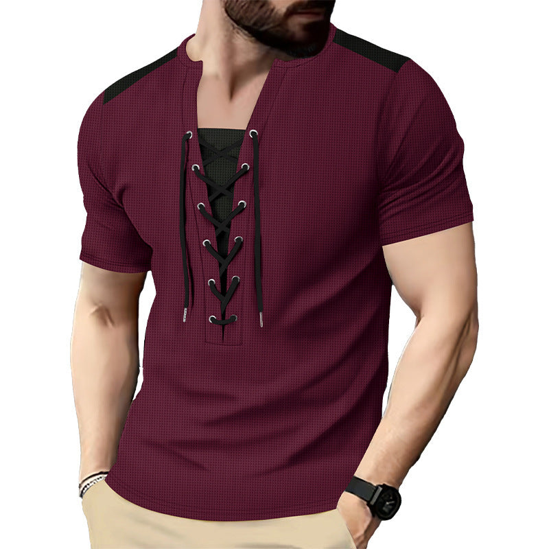 Chemise à manches courtes pour homme avec design sportif à lacets Chic und Stil