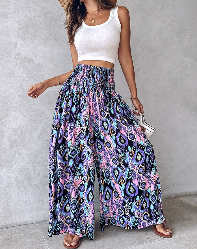 Pantalons Palazzo pour femmes avec impression tropicale Chic und Stil