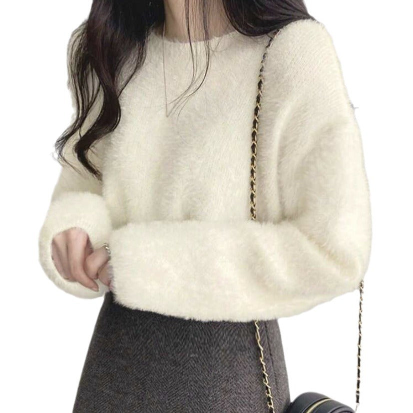 Dames Pull doux avec coupe ample et design à la mode Chic und Stil