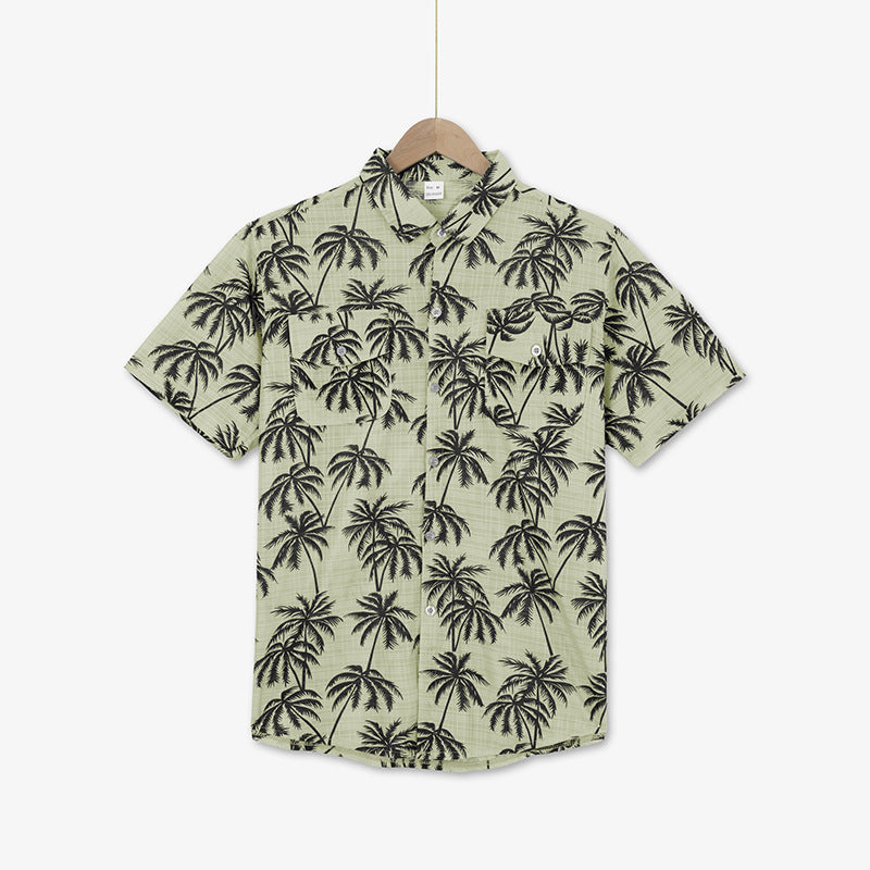 Chemise à manches courtes pour hommes avec motif palmier et poche poitrine pratique Chic und Stil