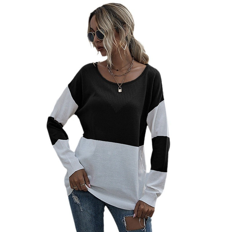 Pull en tricot décontracté pour femmes avec décolleté en V et motif géométrique Chic und Stil