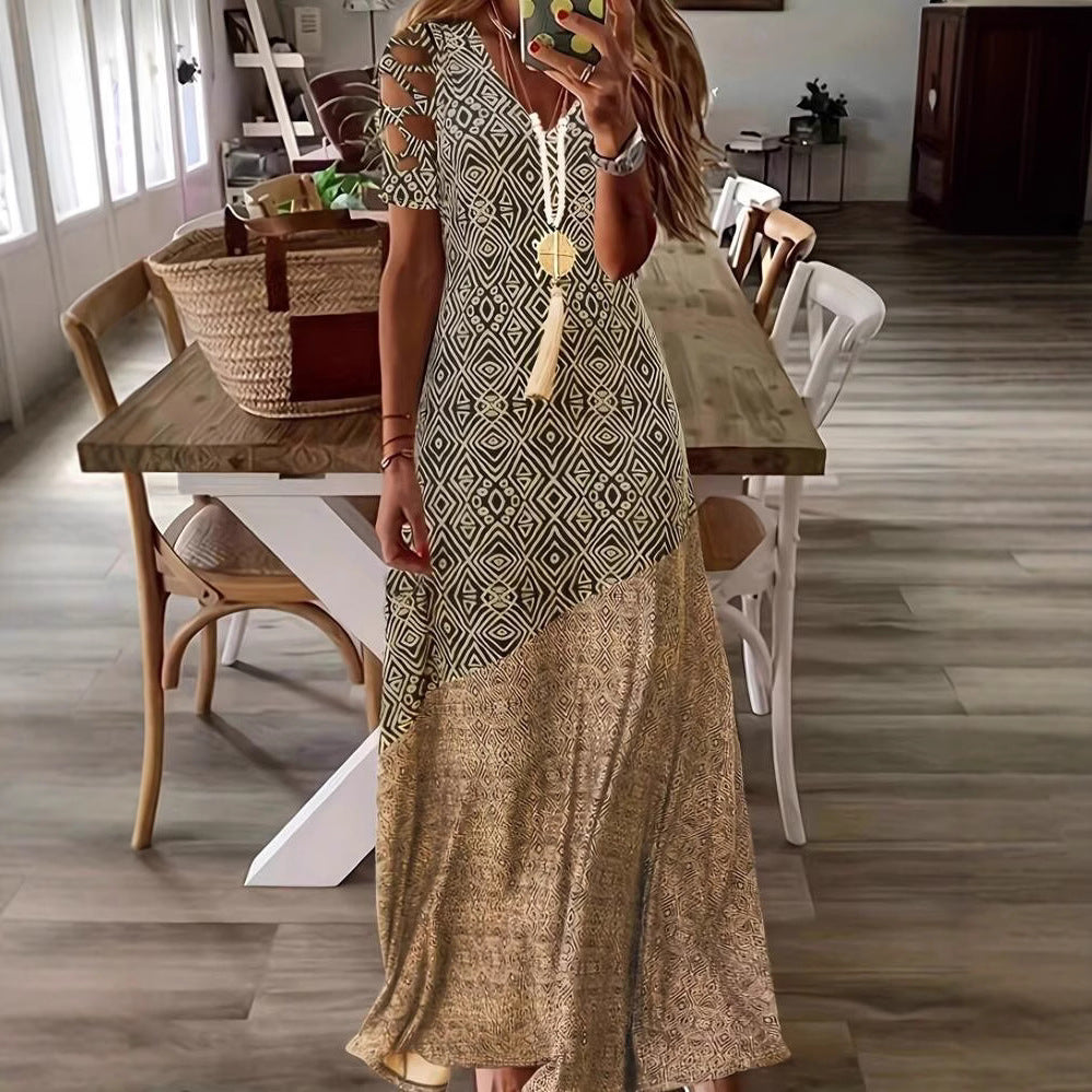 Robe Maxi Bohémienne pour Femmes avec Manches Découpées Chic und Stil