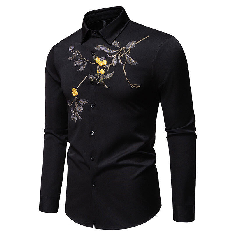 Chemise à manches longues élégante brodée pour hommes Chic und Stil
