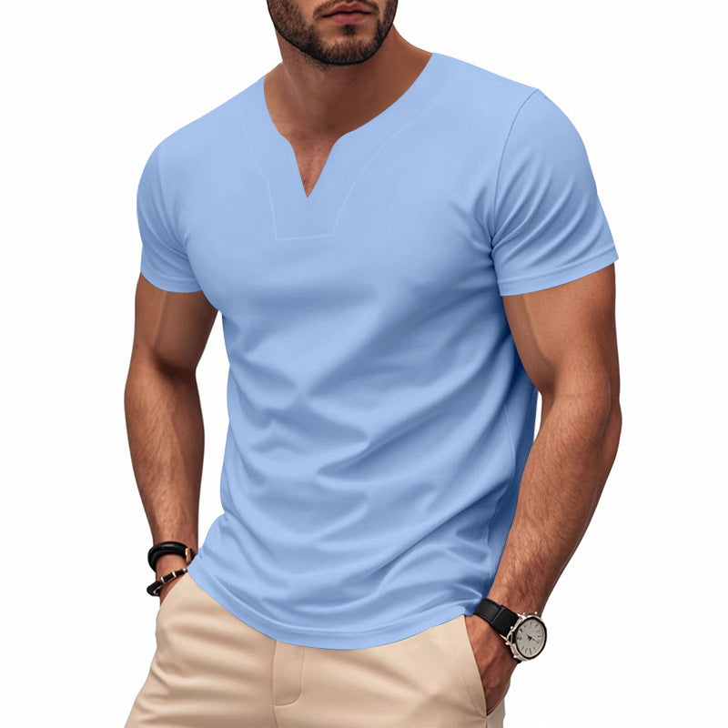 Homme t-shirt moderne à col en V en matériau respirant Chic und Stil