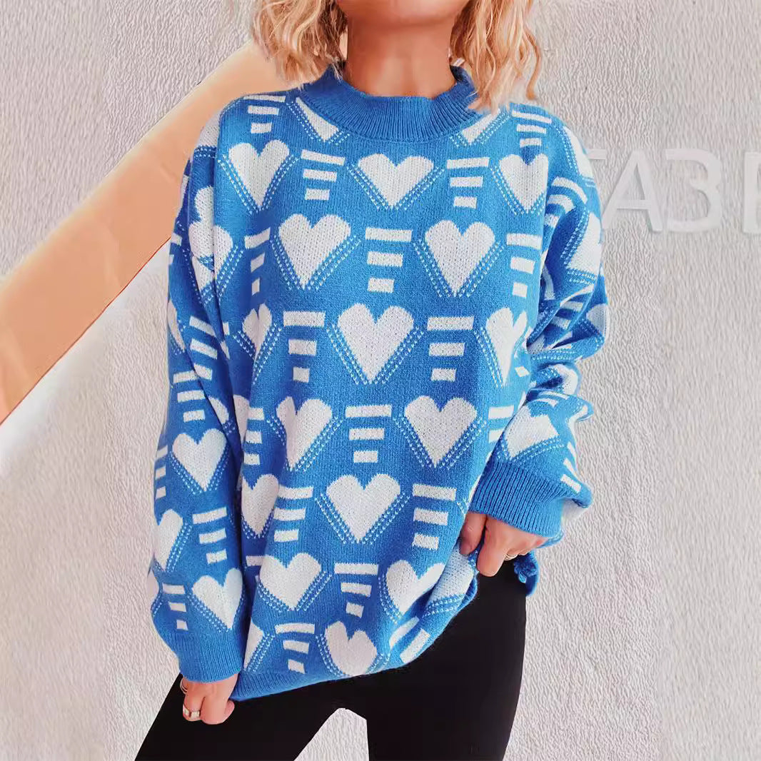 Pull en tricot pour femmes au design moderne en forme de cœur avec une coupe ample Chic und Stil