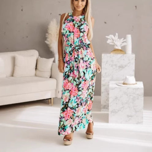 Robe maxi pour femmes avec motif floral et ceinture réglable Chic und Stil