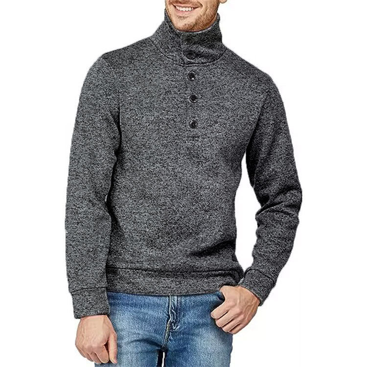 Hommes Pull de haute qualité avec col montant et détail de bouton Chic und Stil