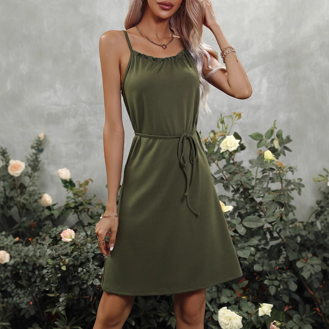 Robe d'été sans manches pour femmes avec cordon de taille ajustable Chic und Stil