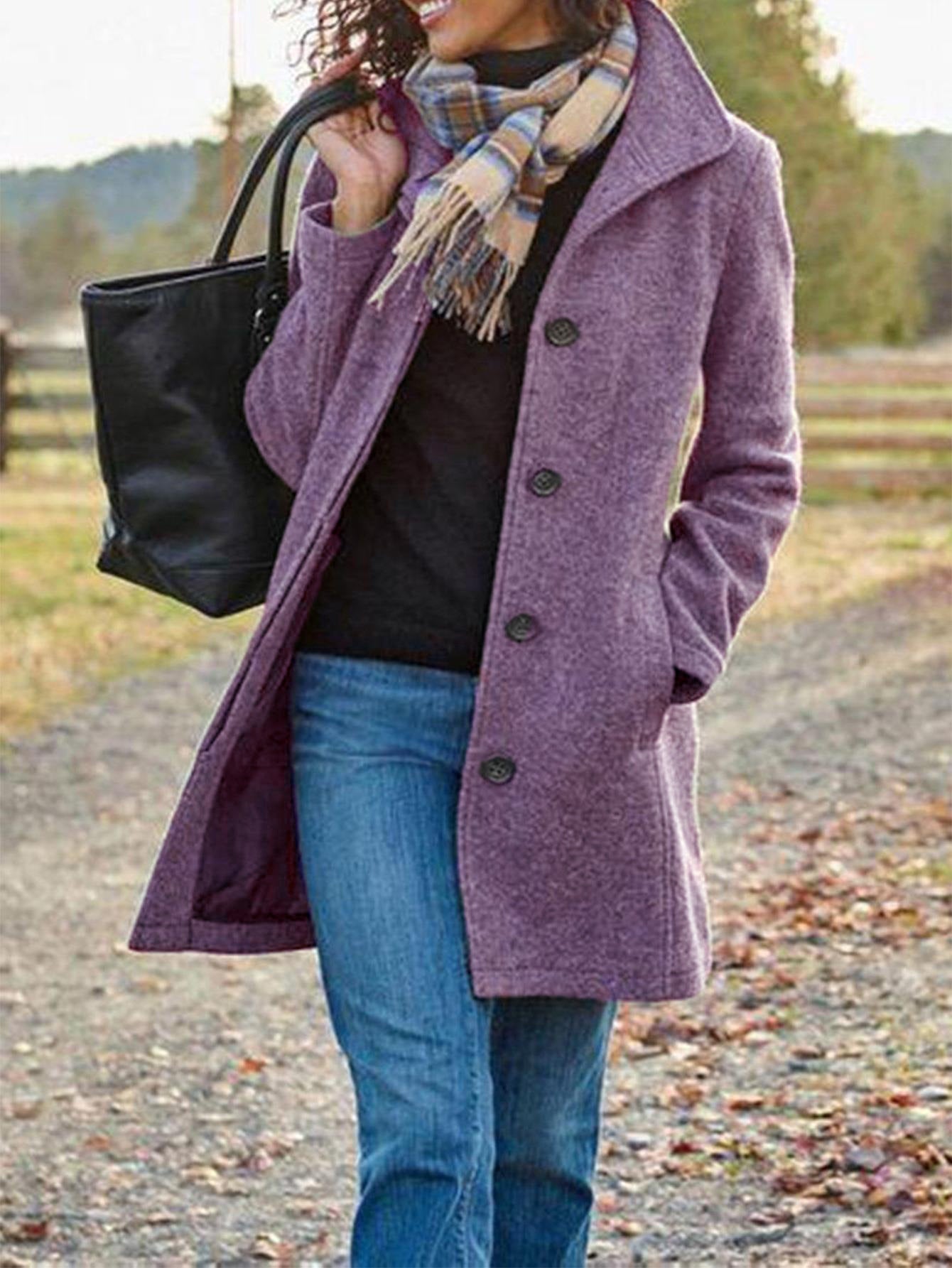 Dames élégant manteau en laine avec poches pratiques et revers classique Chic und Stil