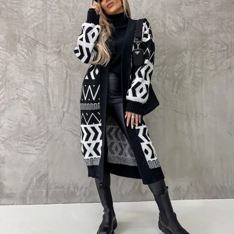 Cardigan femme en grosse maille avec motif graphique et coupe ouverte Chic und Stil