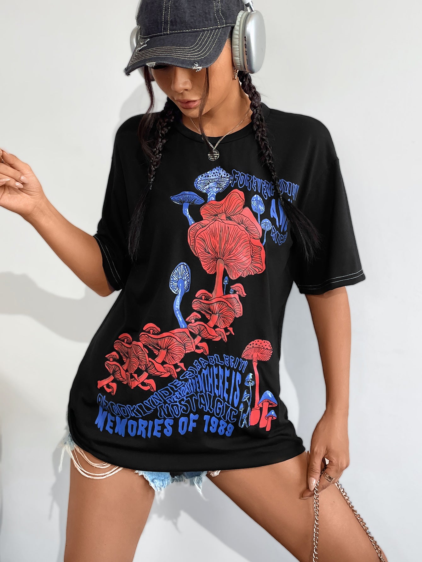 T-shirt oversized pour femmes avec impression rétro florale Chic und Stil