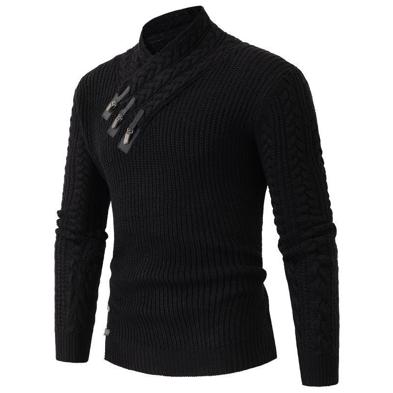 Pull en tricot pour hommes avec col asymétrique et zipper décoratif Chic und Stil