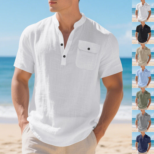 Chemise à manches courtes à la mode pour hommes avec boutonnière et poche poitrine Chic und Stil
