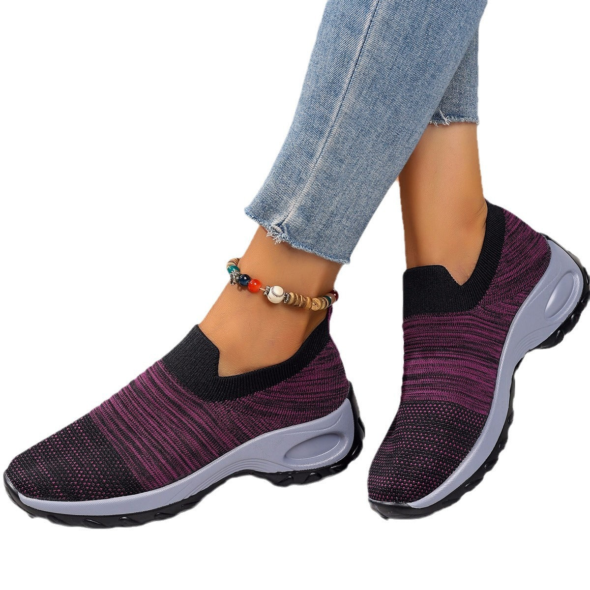 Dames Baskets Slip-On Respirantes avec Insert Élastique Chic und Stil