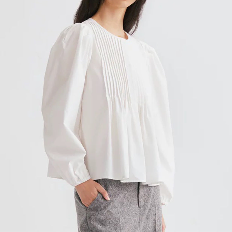 Blouse à manches bouffantes plissées Chic und Stil pour femmes