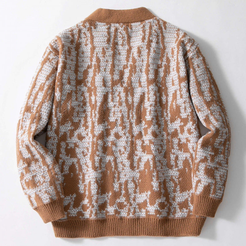 Cardigan en maille tendance pour hommes avec un motif stylé et un col en V Chic und Stil