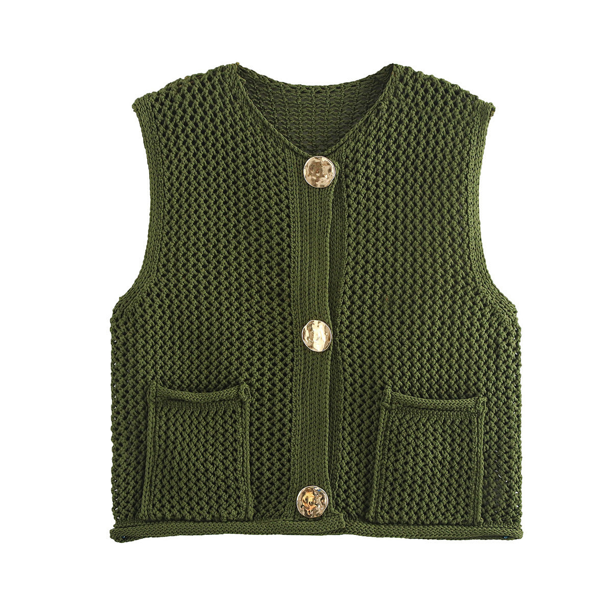Dames gilet en tricot avec boutons décoratifs et poches Chic und Stil