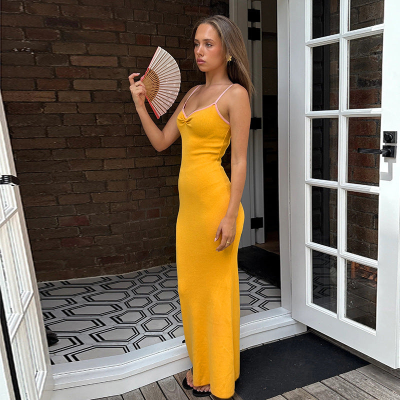 Robe maxi ajustée à bretelles spaghetti pour femmes Chic und Stil