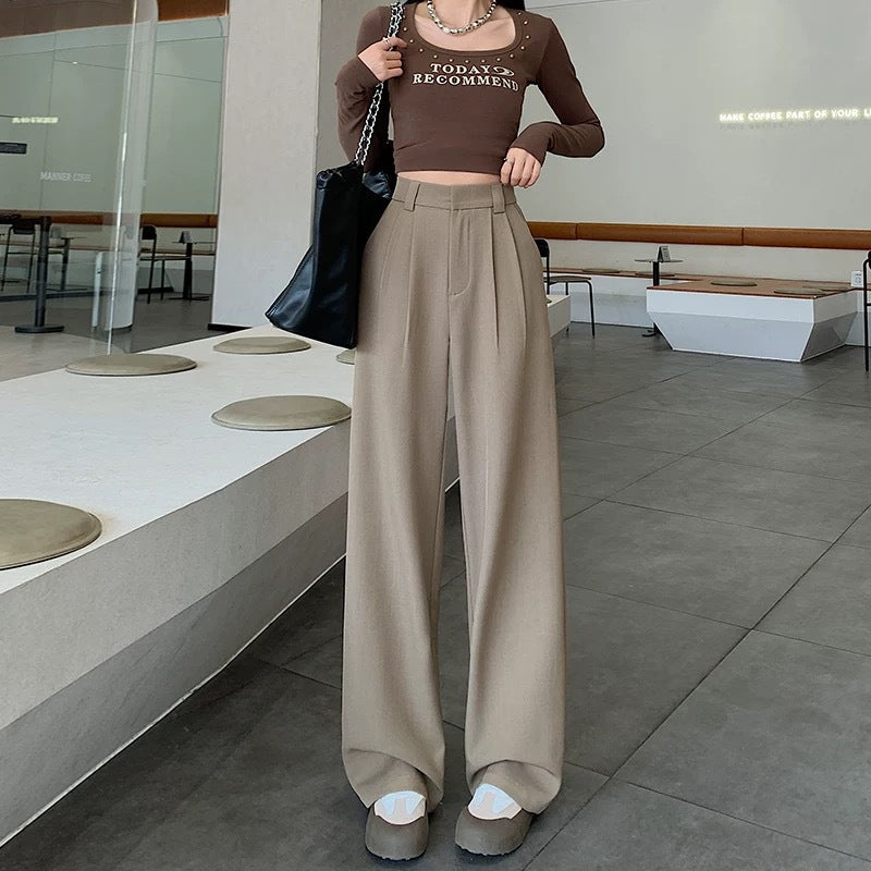 Pantalons larges plissés taille haute pour femmes Chic und Stil 1750847080