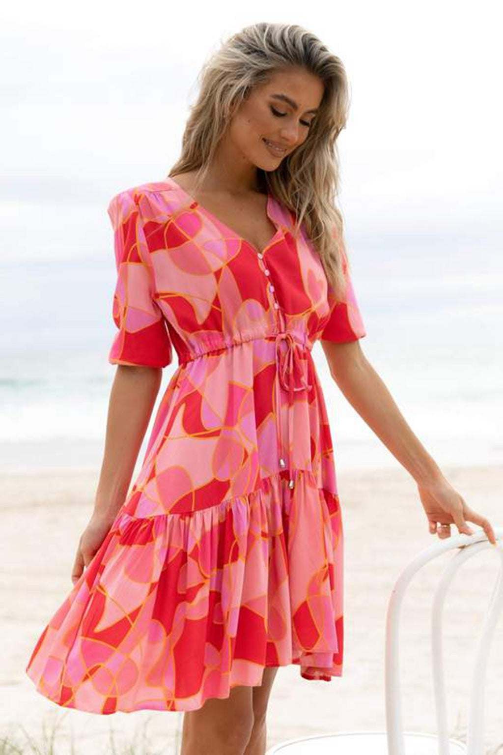 Robe mi-longue fluide pour femmes avec jupe à volants Chic und Stil