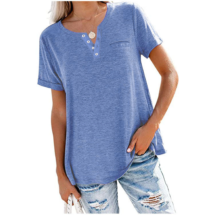 T-shirt pour femmes de haute qualité avec détail de bouton et coupe décontractée Chic und Stil