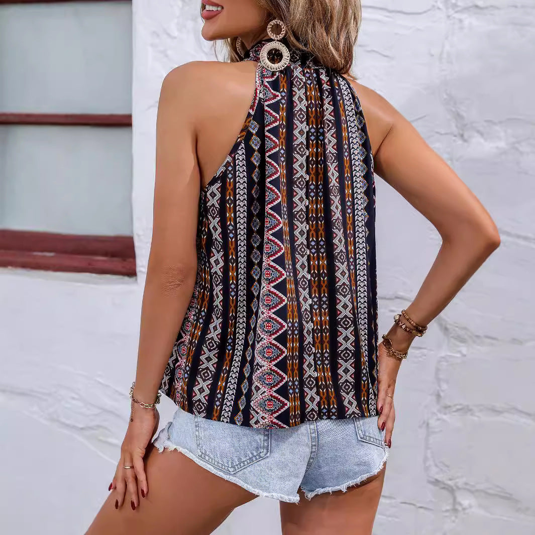 Bl blouse halter pour femmes avec motif ethnique coloré Chic und Stil