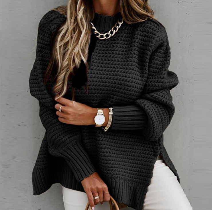 Pull en tricot épais pour femmes avec des manches volumineuses et une coupe décontractée Chic und Stil