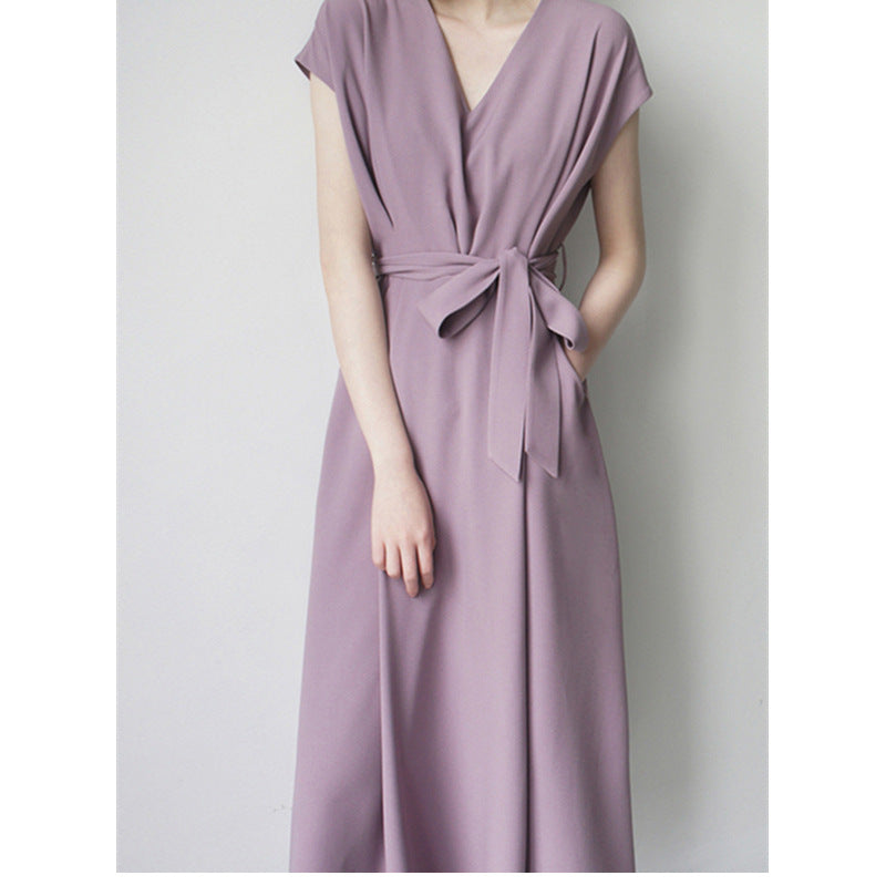 Robe midi wrap à décolleté en V pour femmes avec poches Chic und Stil