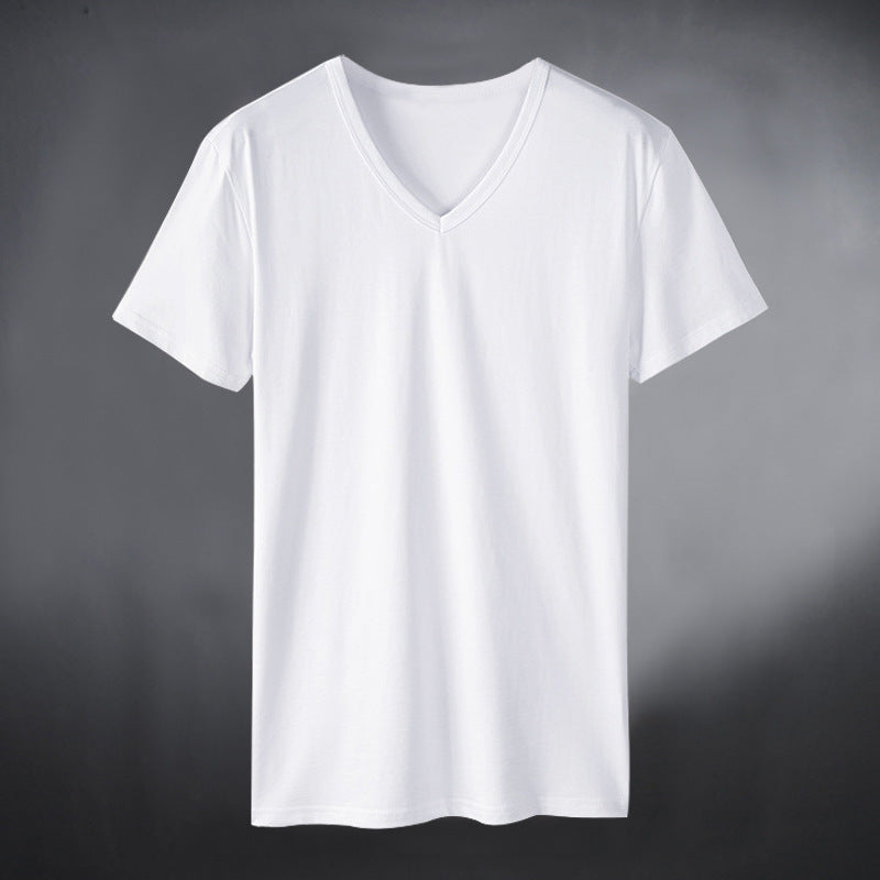 T-shirt femme à col en V en mélange de coton de haute qualité Chic und Stil
