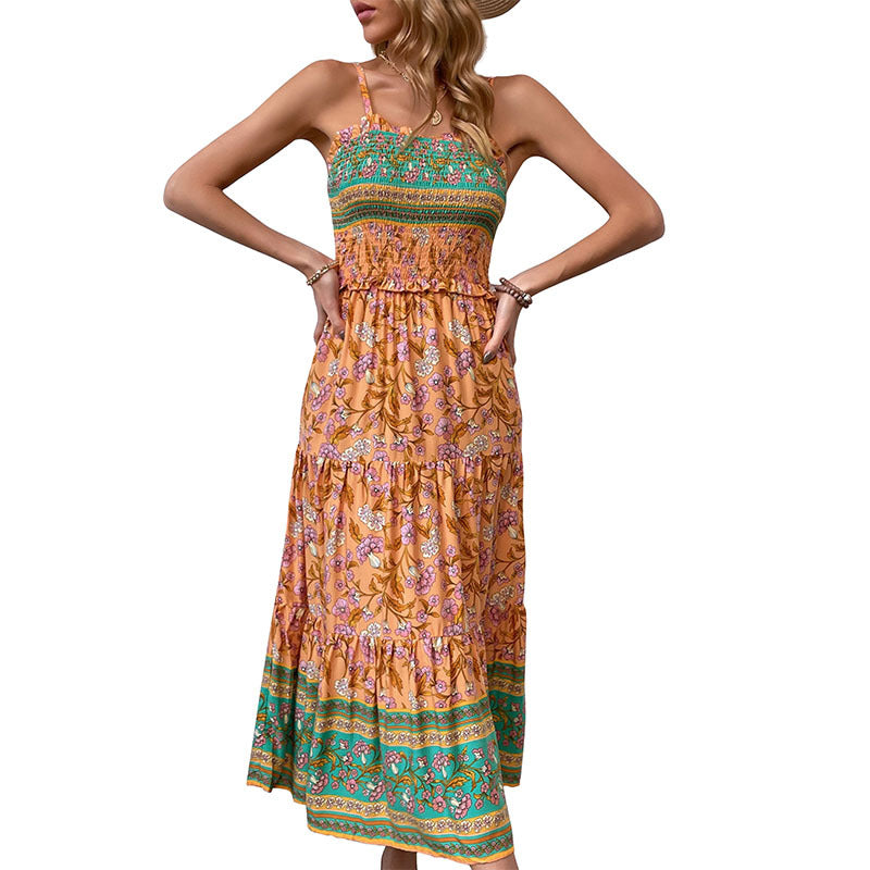 Robe maxi bohème femme avec détail de bord volanté Chic und Stil