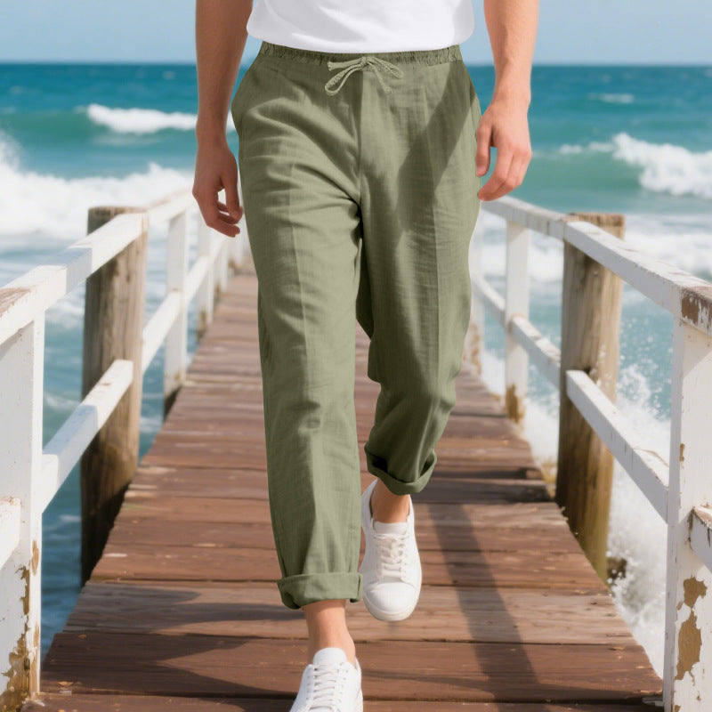Pantalon d'été décontracté pour hommes avec taille élastique et poches latérales pratiques Chic und Stil