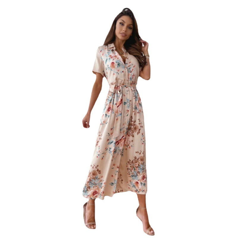 Robe chemise midi à imprimé floral pour femmes Chic und Stil