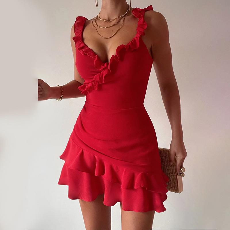 Robe portefeuille à volants Flirty Chic und Stil pour femmes