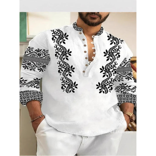 Chemise décontractée brodée pour hommes avec patte de boutonnage Chic und Stil